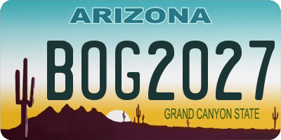 AZ license plate BOG2027