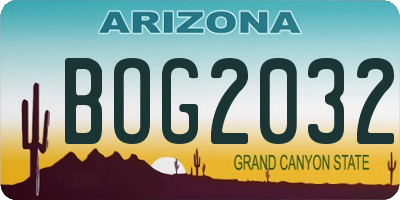AZ license plate BOG2032
