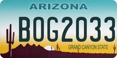 AZ license plate BOG2033