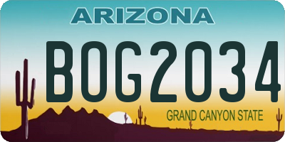 AZ license plate BOG2034