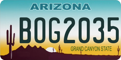AZ license plate BOG2035