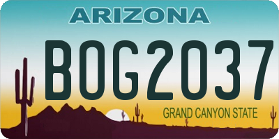 AZ license plate BOG2037