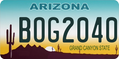 AZ license plate BOG2040