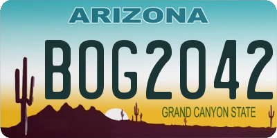AZ license plate BOG2042