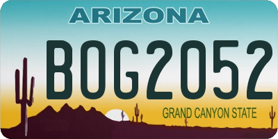 AZ license plate BOG2052