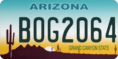 AZ license plate BOG2064