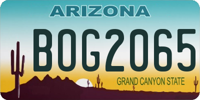 AZ license plate BOG2065