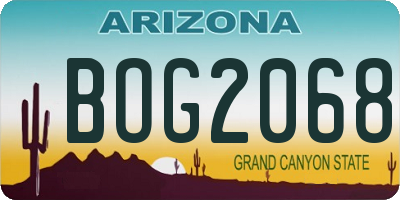AZ license plate BOG2068