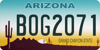 AZ license plate BOG2071