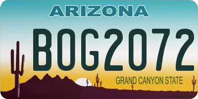AZ license plate BOG2072