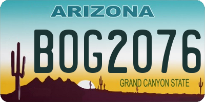 AZ license plate BOG2076