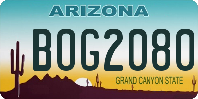 AZ license plate BOG2080