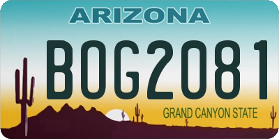 AZ license plate BOG2081
