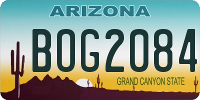 AZ license plate BOG2084