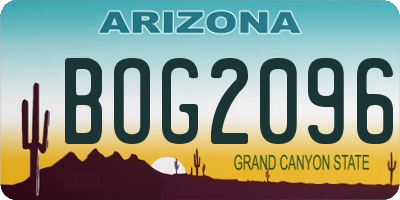 AZ license plate BOG2096