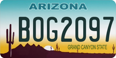 AZ license plate BOG2097