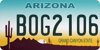 AZ license plate BOG2106