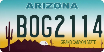 AZ license plate BOG2114
