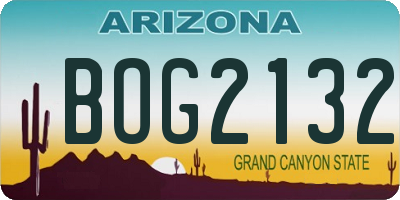 AZ license plate BOG2132