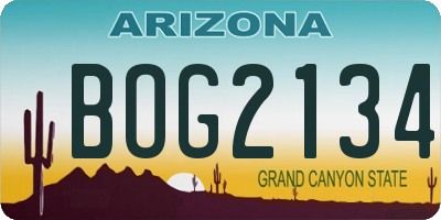 AZ license plate BOG2134