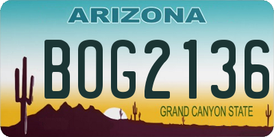 AZ license plate BOG2136