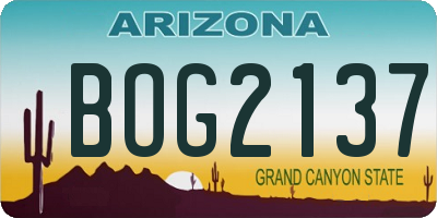 AZ license plate BOG2137