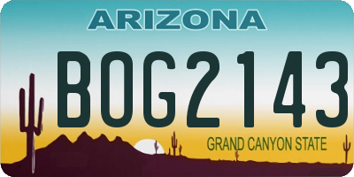 AZ license plate BOG2143