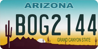 AZ license plate BOG2144