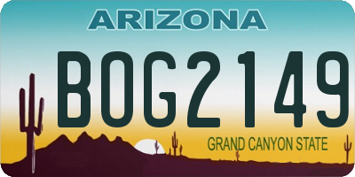 AZ license plate BOG2149