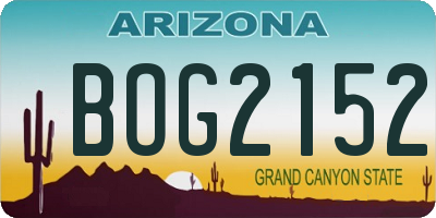 AZ license plate BOG2152