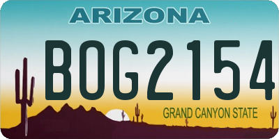 AZ license plate BOG2154