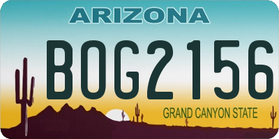 AZ license plate BOG2156