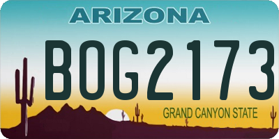 AZ license plate BOG2173