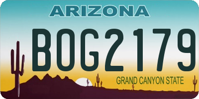 AZ license plate BOG2179