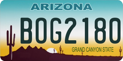 AZ license plate BOG2180