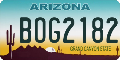 AZ license plate BOG2182