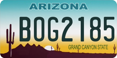 AZ license plate BOG2185