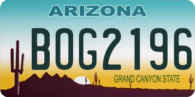AZ license plate BOG2196