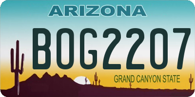 AZ license plate BOG2207