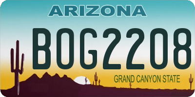 AZ license plate BOG2208