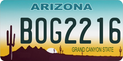 AZ license plate BOG2216