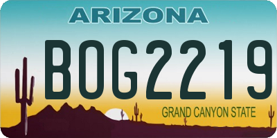 AZ license plate BOG2219