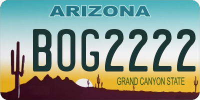 AZ license plate BOG2222
