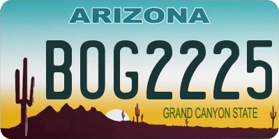 AZ license plate BOG2225