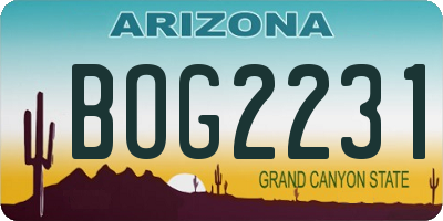 AZ license plate BOG2231