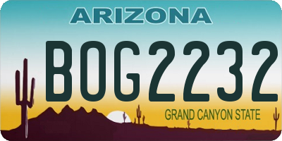 AZ license plate BOG2232