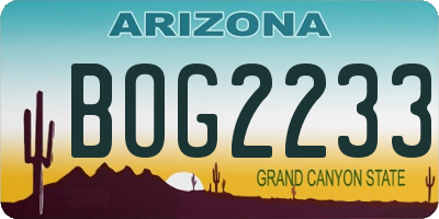 AZ license plate BOG2233