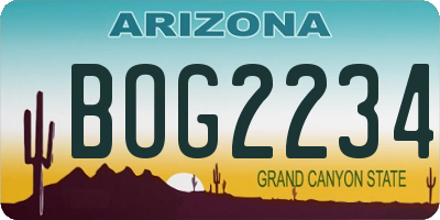 AZ license plate BOG2234