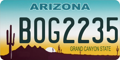 AZ license plate BOG2235