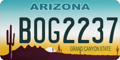 AZ license plate BOG2237